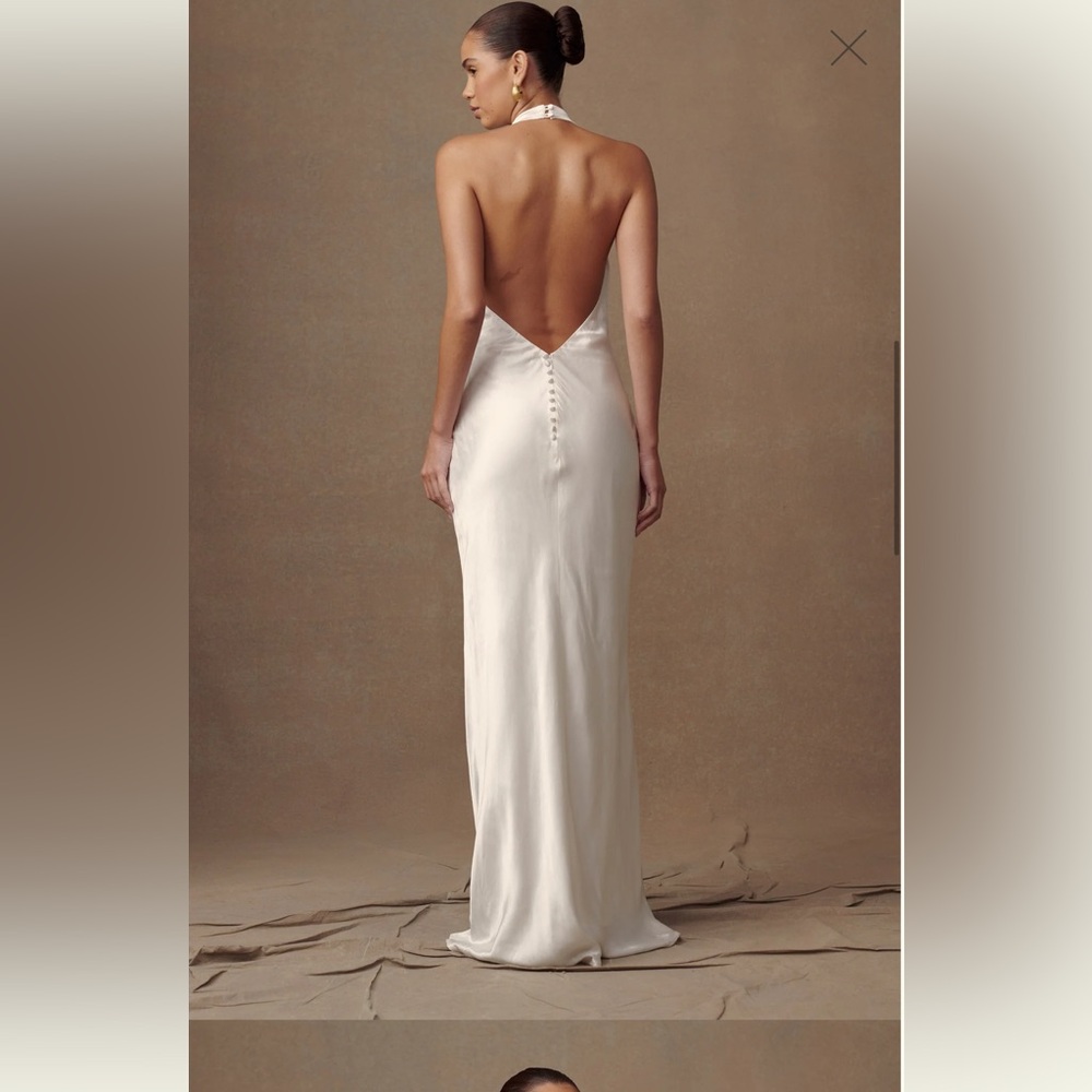 Meshki ester white satin dress -ivory